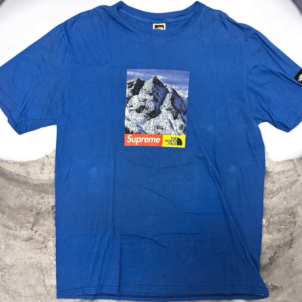 Supreme x The North Face Photo Tee Men's Large Blue Mountain Graphic Shirt